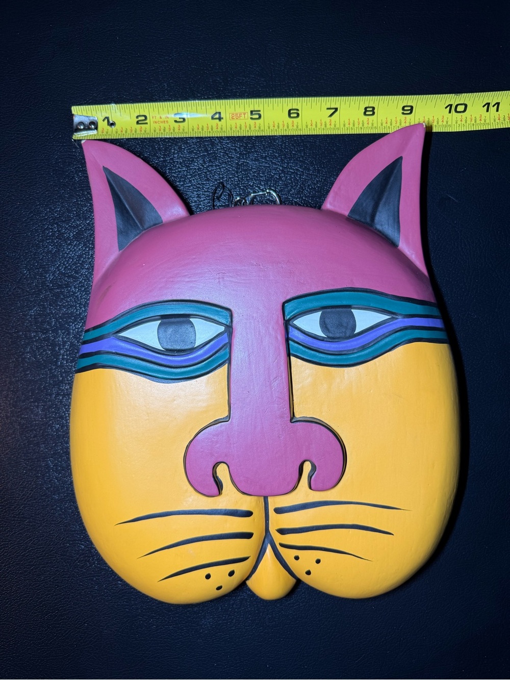 Laurel Burch Pink and Yellow Cat Wall Hanging
